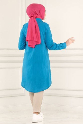 moda selvim Tunic 4010RMZ787 Blue - Thumbnail