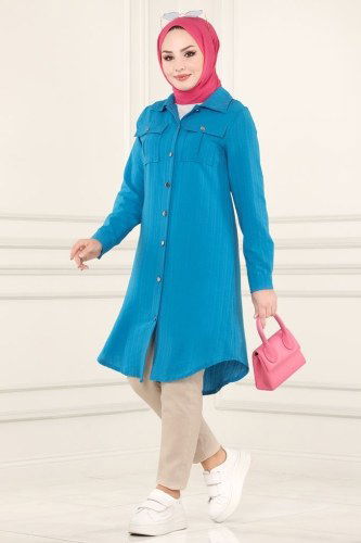 moda selvim Tunic 4010RMZ787 Blue - Thumbnail