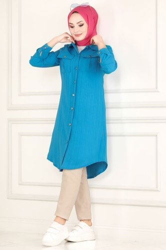 moda selvim Tunic 4010RMZ787 Blue - Thumbnail