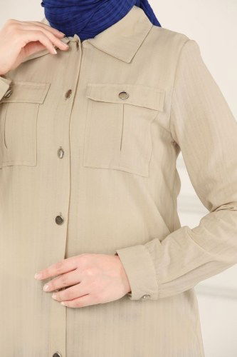 moda selvim Tunic 4010RMZ787 Stone - Thumbnail
