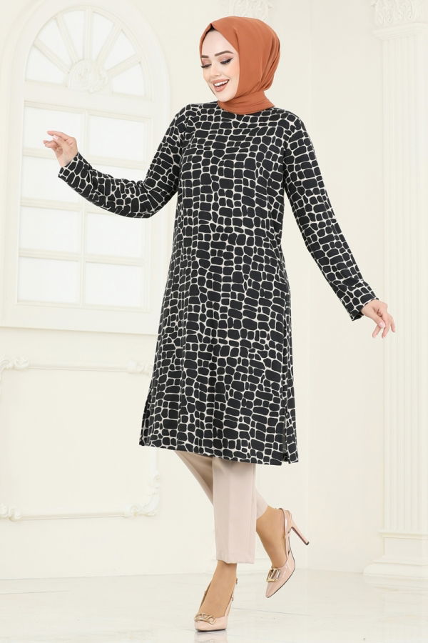 Modaselvim Tunic Tunic 4031PM271 Pattern5 Black&Vision