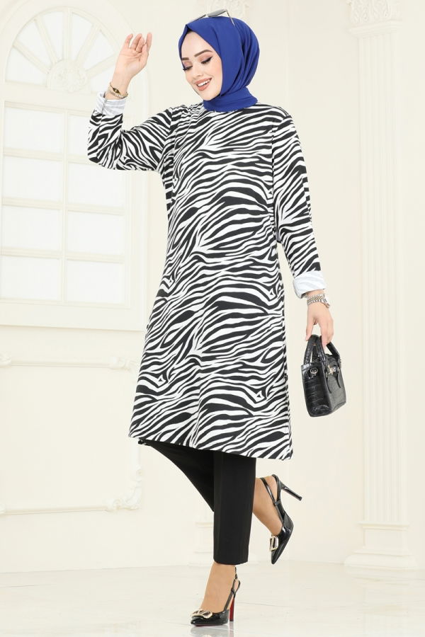 Modaselvim Tunic Tunic 4031PM271 Zebra & Black