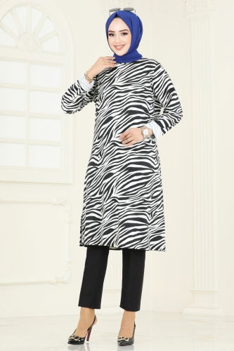 moda selvim Tunic 4031PM271 Zebra & Black - Thumbnail