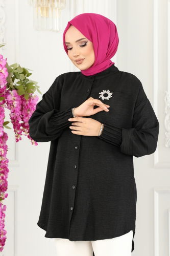 moda selvim Tunic 4033TEG847 Black - Thumbnail