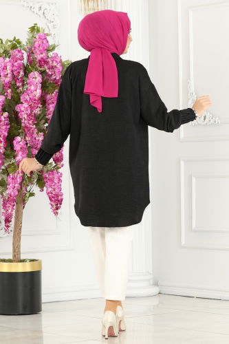 moda selvim Tunic 4033TEG847 Black - Thumbnail