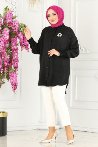 moda selvim Tunic 4033TEG847 Black - Thumbnail