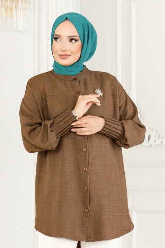 moda selvim Tunic 4033TEG847 Brown - Thumbnail