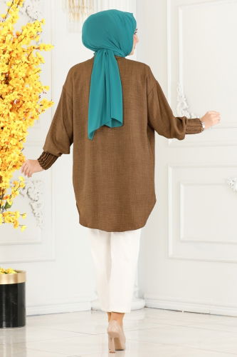 moda selvim Tunic 4033TEG847 Brown - Thumbnail