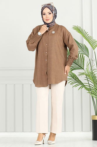moda selvim Tunic 4033TEG847 Brown - Thumbnail