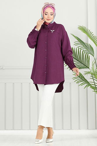 moda selvim Tunic 4033TEG847 Purple - Thumbnail