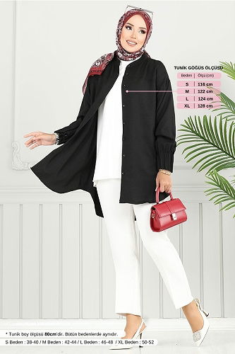 moda selvim Tunic 4033TGE913-M Black - Thumbnail