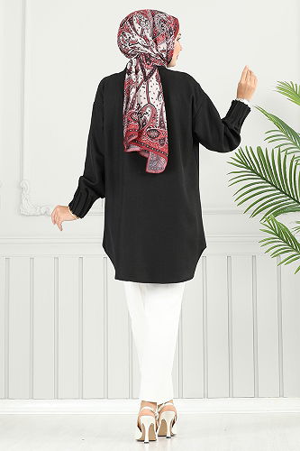 moda selvim بلوز أسود 4033TGE913-M - Thumbnail