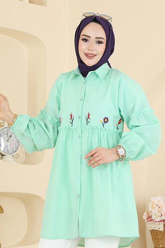 moda selvim Tunic 4060ASN888 Almond Green - Thumbnail