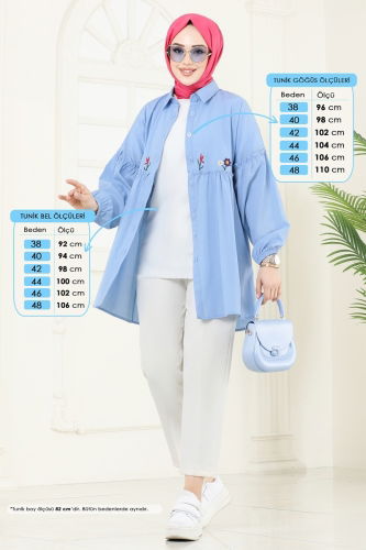 moda selvim Tunic 4060ASN888 Baby Blue - Thumbnail