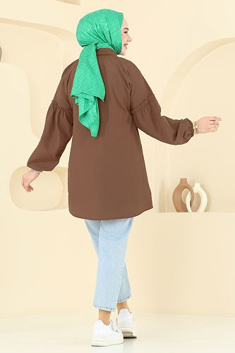 moda selvim بلوز بني 4060ASN888 - Thumbnail