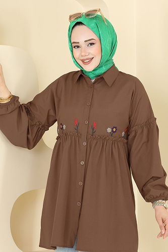 moda selvim بلوز بني 4060ASN888 - Thumbnail