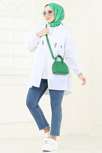 moda selvim Tunic 4060ASN888 Ecru - Thumbnail