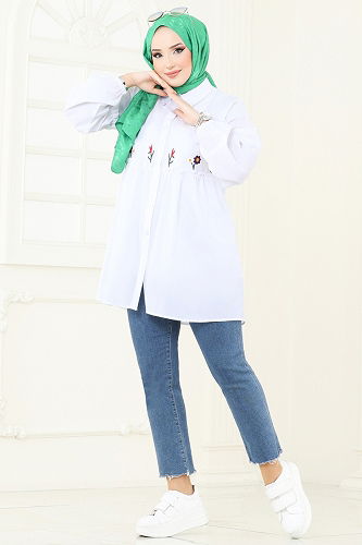 moda selvim Tunic 4060ASN888 Ecru - Thumbnail