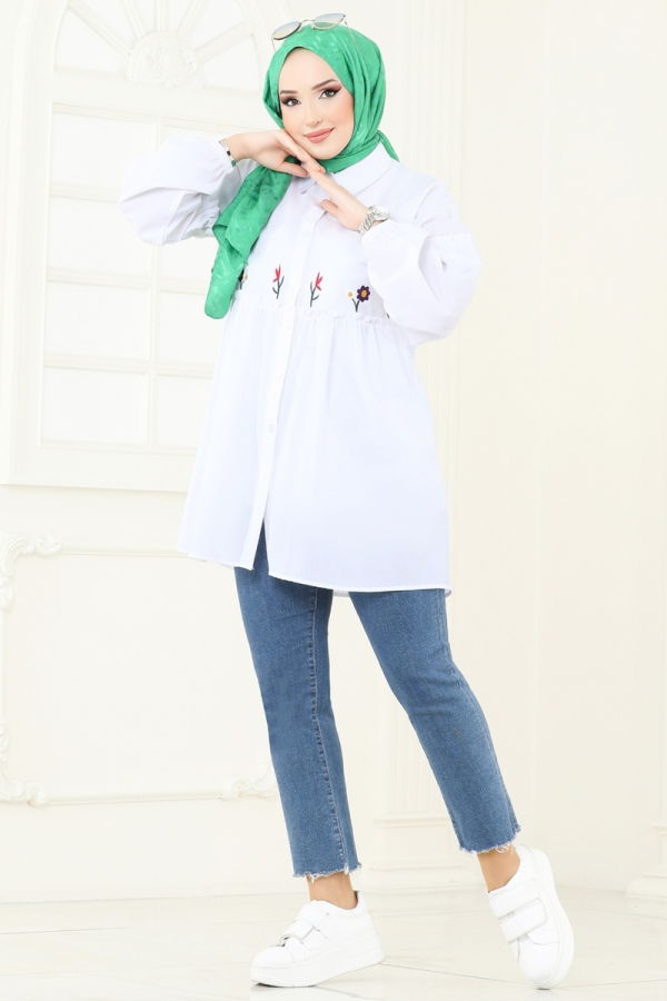 Modaselvim NET 20%+20% DISCOUNT IN THE CARD Tunic 4060ASN888 Ecru