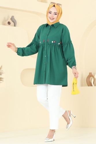moda selvim بلوز زيتي 4060ASN888 - Thumbnail