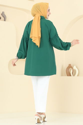 moda selvim بلوز زيتي 4060ASN888 - Thumbnail