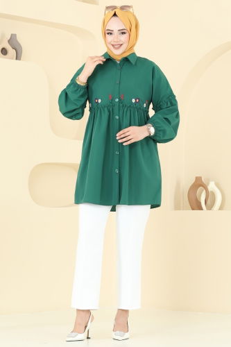 moda selvim بلوز زيتي 4060ASN888 - Thumbnail
