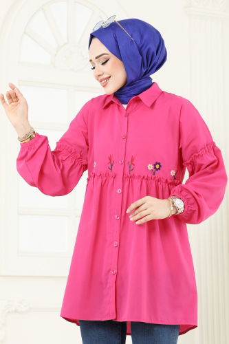 moda selvim Tunic 4060ASN888 Fuchsia - Thumbnail