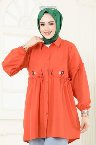 moda selvim Tunic 4060ASN888 Oranj - Thumbnail