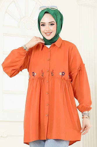 moda selvim Tunic 4060ASN888 Oranj - Thumbnail