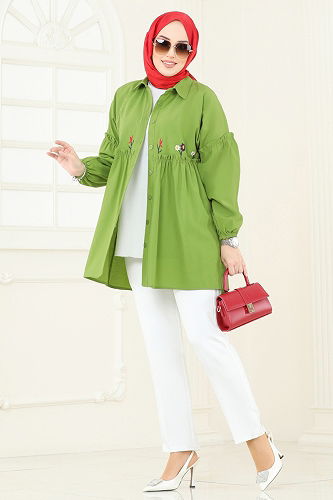 moda selvim Tunic 4060ASN888 Pistachio Green - Thumbnail