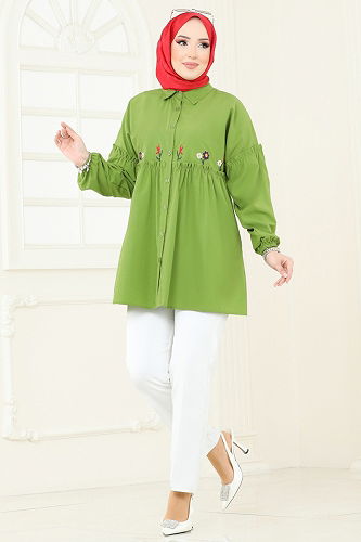 moda selvim Tunic 4060ASN888 Pistachio Green - Thumbnail