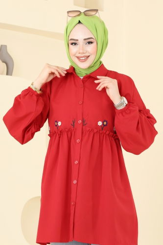 moda selvim Tunic 4060ASN888 Red - Thumbnail