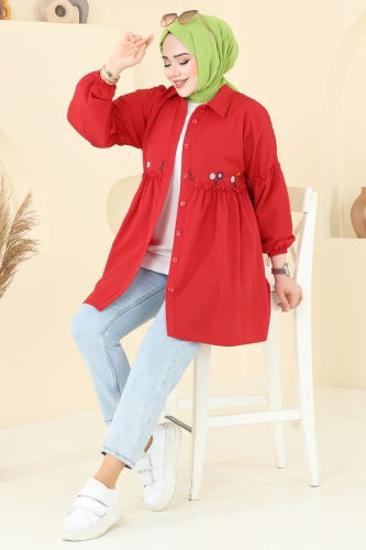 moda selvim Tunic 4060ASN888 Red - Thumbnail