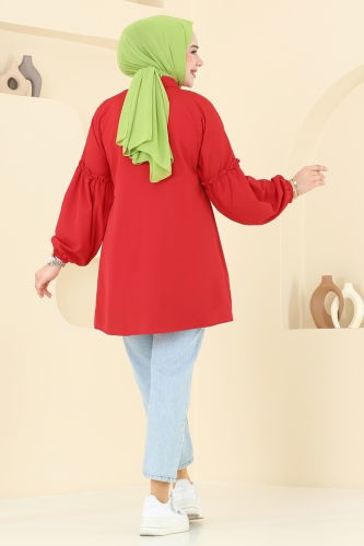 moda selvim Tunic 4060ASN888 Red - Thumbnail