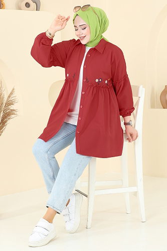 moda selvim Tunic 4060ASN888 Red - Thumbnail