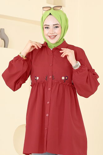 moda selvim بلوز احمر 4060ASN888 - Thumbnail