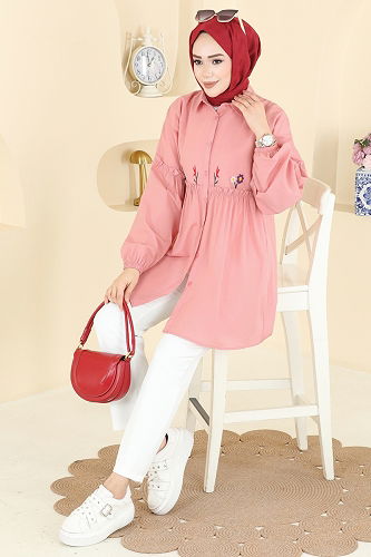 moda selvim بلوز وردي 4060ASN888 - Thumbnail