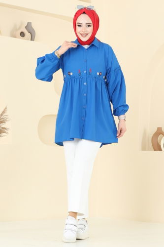 moda selvim بلوز نيلي 4060ASN888 - Thumbnail
