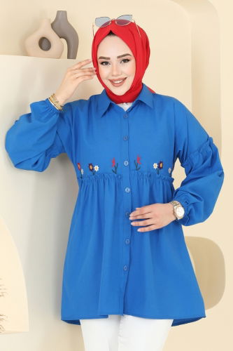 moda selvim بلوز نيلي 4060ASN888 - Thumbnail
