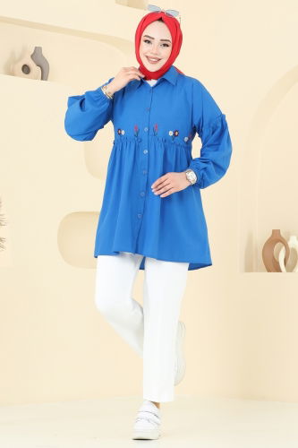 moda selvim بلوز نيلي 4060ASN888 - Thumbnail