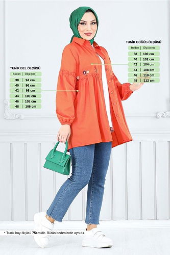 moda selvim Tunic 4060ASN936-M Oranj - Thumbnail