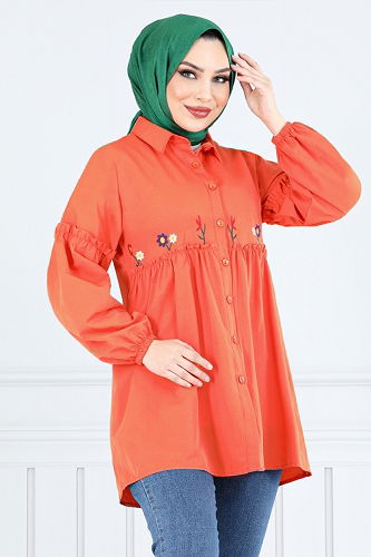 moda selvim Tunic 4060ASN936-M Oranj - Thumbnail