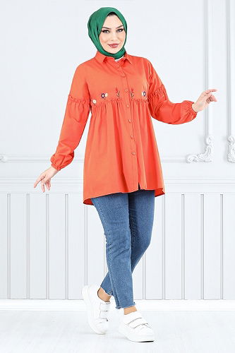 moda selvim بلوز برتقالي 4060ASN936-M - Thumbnail