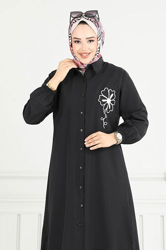 moda selvim Tunic 4095PM271 Black - Thumbnail