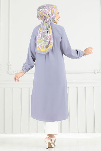 moda selvim بلوز رمادي 4095PM271 - Thumbnail