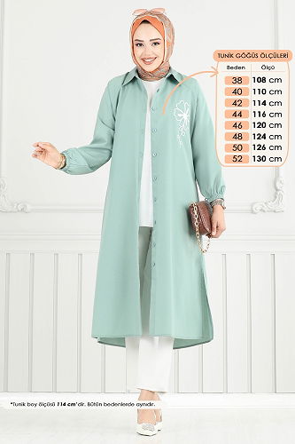 moda selvim بلوز أخضر باهت 4095PM271 - Thumbnail