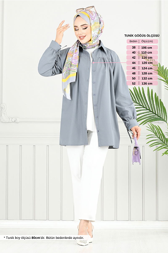 moda selvim بلوز رمادي غامق 4101PM1063-M - Thumbnail