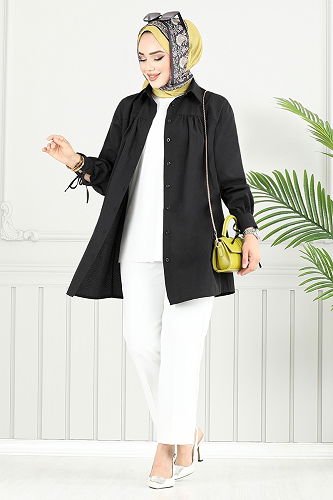 moda selvim Tunic 4101PM1063-M Black - Thumbnail