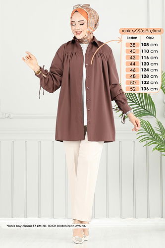 moda selvim Tunic 4101PM271 Brown - Thumbnail