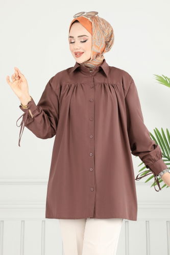 moda selvim بلوز بني 4101PM271 - Thumbnail